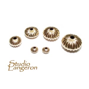 14K solid gold corrugated saucer beads size 3.5-9.8 mm, saucer gold beads, Jewelry making, solid gold beads, 14K solid gold - 1 piece