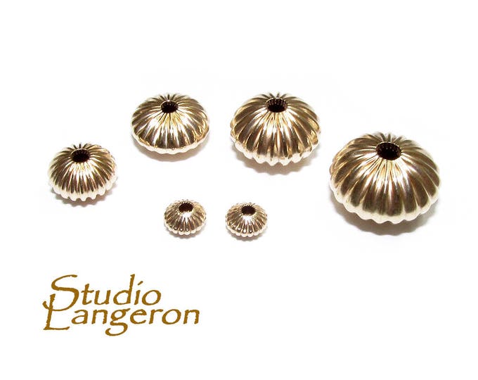14K solid gold corrugated saucer beads size 3.5-9.8 mm, saucer gold beads, Jewelry making, solid gold beads, 14K solid gold - 1 piece