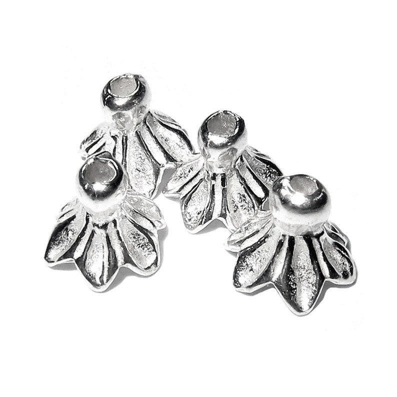 925 Sterling Silver Decorative Shiny Bead Caps Bead Caps Etsy