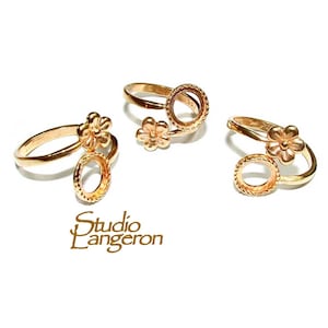 14K Yellow gold filled open blank ring with bezel cup 8 mm, base ring, Gold filled ring, bezel cup, Jewelry making, setting - 1 piece