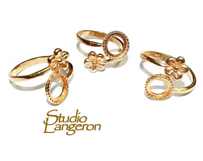 14K Yellow gold filled open blank ring with bezel cup 8 mm, base ring, Gold filled ring, bezel cup, Jewelry making, setting - 1 piece
