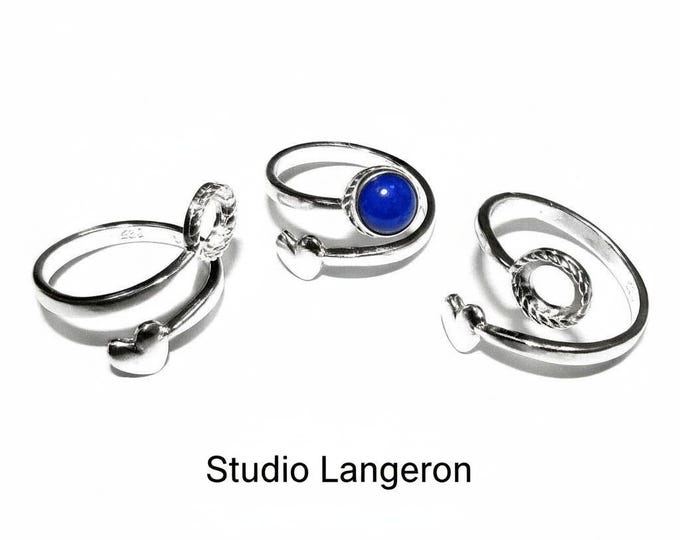 925 sterling silver open blank ring with bezel cup 6 mm, bezel cup, silver ring, base ring, Jewelry making, Setting, Ring - 1 piece