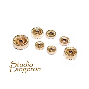 14K solid gold corrugated roundel beads size 3, 4, 4.7, 5, 6 mm, roundel gold beads, 14K gold beads, solid gold beads, 14K Gold - 1 piece