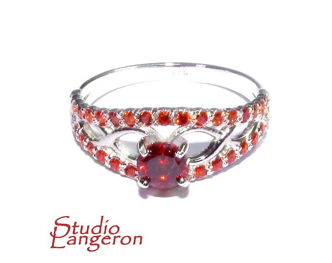 Garnet ring 925 sterling silver size 8,  handmade ring, single copy, sterling silver, Garnet, 925 silver ring, gemstone, Gift ring, red ring