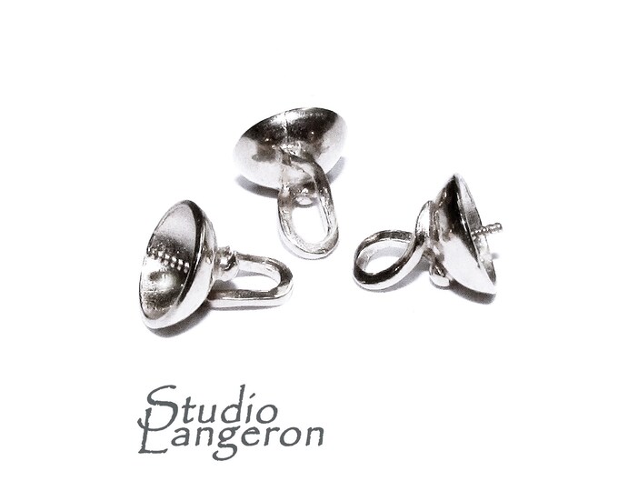 925 Sterling silver Large Screw Eye Pearl Component Mounting, Jewelry making, 925 Sterling silver, Silver bead caps - 1 piece