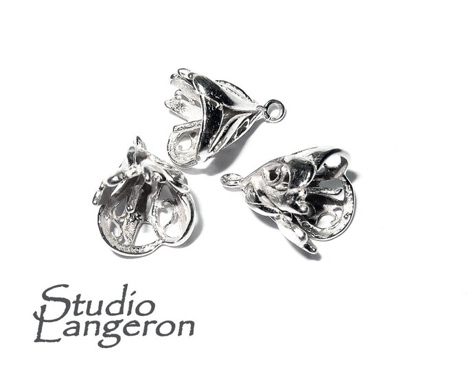 925 Sterling silver decorative shiny flower bead caps, Jewelry making, bead cap, silver bead cap, sterling silver flower bead caps - 1 piece