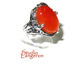 Statement Natural opal ring 925 sterling silver size 7, Handmade ring, single copy, silver, Orange opal, silver ring, Statement ring