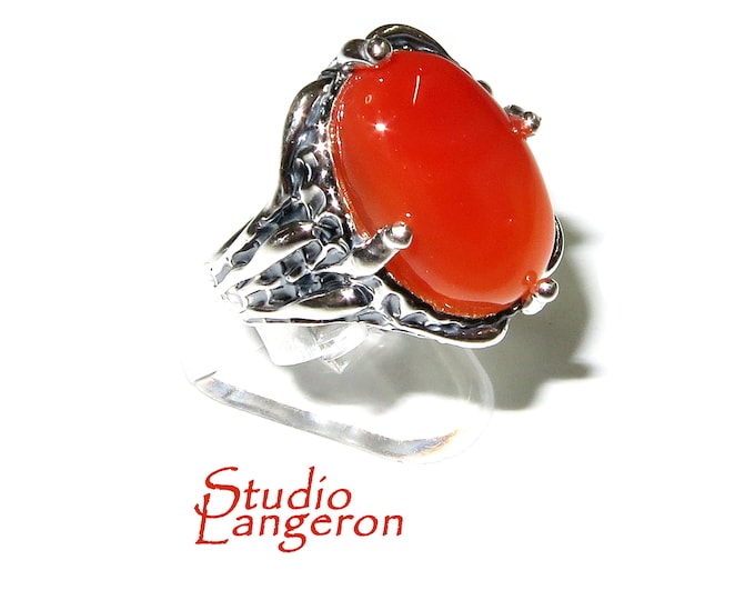 Statement Natural opal ring 925 sterling silver size 7, Handmade ring, single copy, silver, Orange opal, silver ring, Statement ring