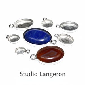 925 Sterling Silver Oval Bezel Cups, sizes 4x6 - 30x40 mm, Silver Bezel cups, Oval bezel cups, Jewelry making, Setting - 1 piece