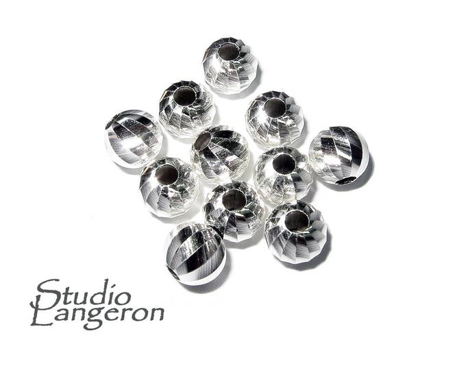 925 sterling silver diamond cut beads size 6 mm, diamond cut beads, Jewelry making, silver beads, sterling silver, silver findings - 1 piece