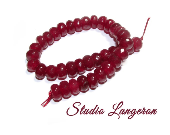 SALE!  Natural Ruby Beads Rondelle faceted 5x8mm 1 strand 19cm long (About 35 beads), Natural Ruby, Jewelry making - 1 strand
