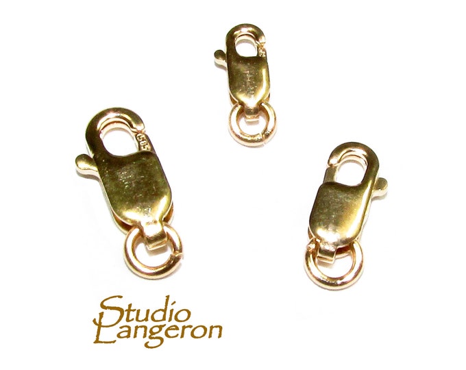 14K Yellow solid Gold Oval Lobster Clasp, Gold clasp, Lobster clasp, 14K Solid gold, Jewelry making, 14K Gold findings - 1 piece