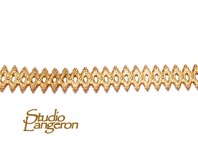 14K Yellow Gold filled Gallery wire, Bezel wire, Gallery ribbon, Gallery pattern, Gold Filled Wire, Jewelry making, Setting - 4 inch (10 cm)
