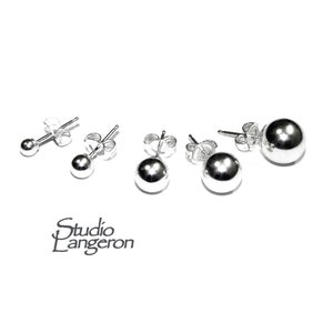 925 Sterling Silver Ball Post Earrings size 3, 4, 6, 7, 8, 10 mm, Earring silver, Jewelry making, earring ball post - 1 pair (2 piece)