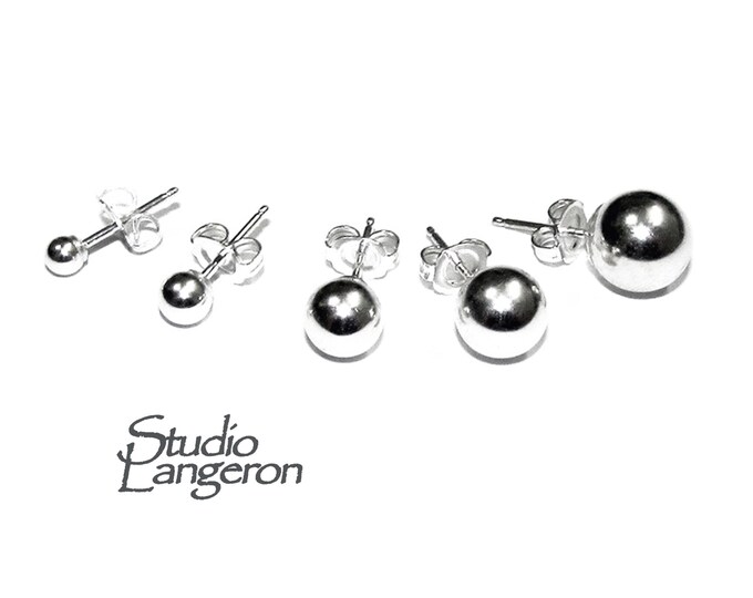 925 Sterling Silver Ball Post Earrings size 3, 4, 6, 7, 8, 10 mm, Earring silver, Jewelry making, earring ball post - 1 pair (2 piece)