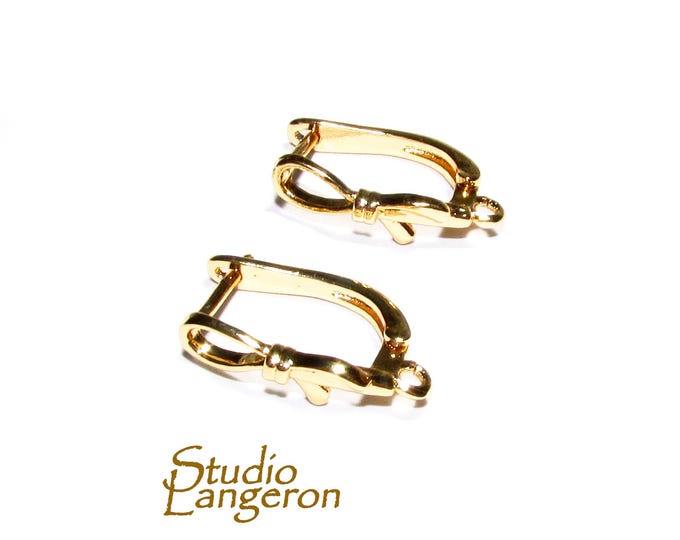 14K Yellow Gold Filled Lever-Back Ear Wire with Open Ring size 12x19 mm, Jewelry making, Lever Back earrings, Gold Filled -1 pair (2 piece)