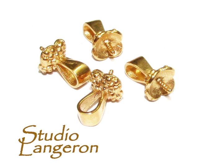 14K Yellow Gold Filled Small Screw Eye Pearl Component Mounting, gold filled, bead caps, Jewelry making, Gold filled bead caps - 1 piece