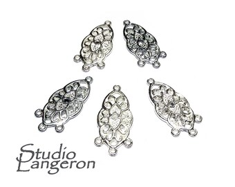 6 pcs/pkg Filigree Connector Antique Silver Tone, Silver tone, Charms, Connector, Nickel Free, Zinc Alloy Metal, Filigree link, Findings