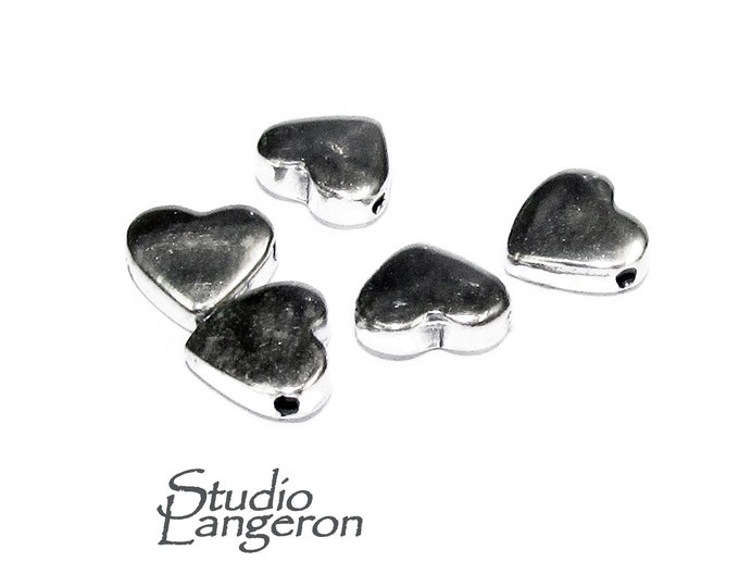 925 Sterling silver Heart flat beads size 5.7x2.2 mm, Flat beads, Beads for bracelets, 925 Silver beads, Jewelry making, Beads - 1 piece