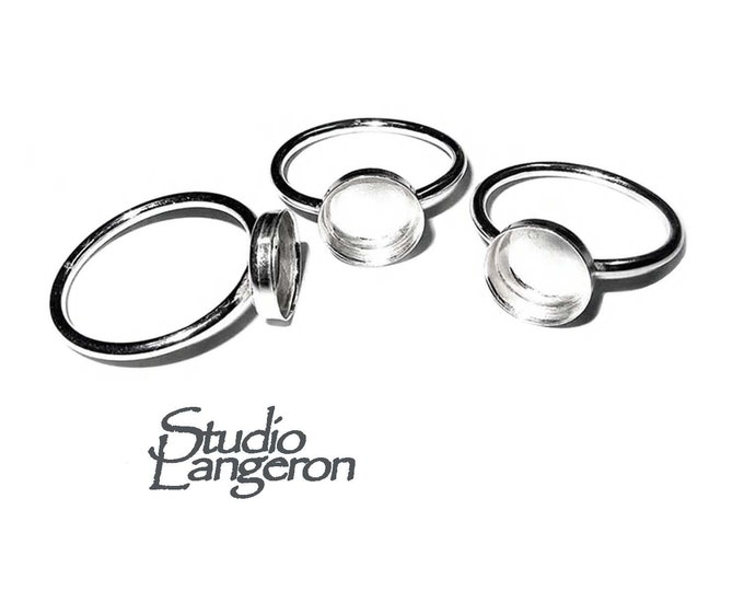 925 sterling silver blank ring with bezel cup 8 mm size 4, 5, 6, 7, 8, silver ring, bezel cup, setting, base ring, Jewelry making - 1 piece