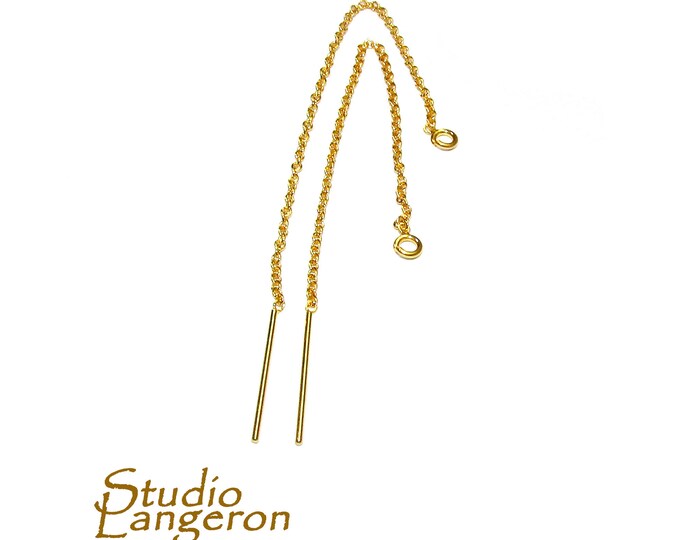 14/20 Gold Filled Cable Chain Threader Earrings, Gold filled Earrings, 14K Gold filled, Jewelry making, Earrings - 1 pair (2 pieces)