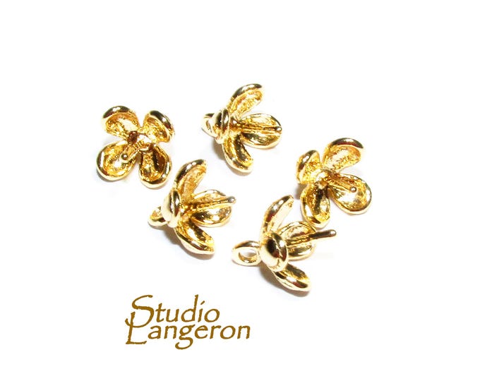 14K Yellow Gold Filled Screw bead caps Mounting size 10.1x7.8mm, gold filled, bead caps, Jewelry making, Gold filled bead caps - 1 piece