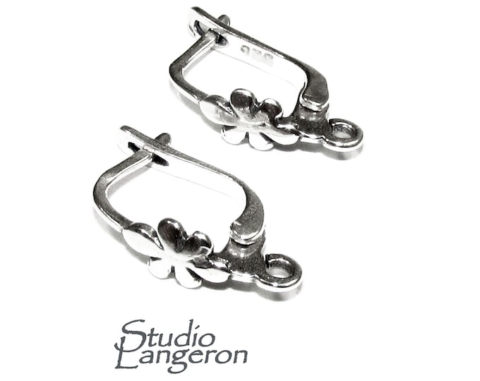 925 Sterling Silver Lever Back Ear Wire with Open Ring, Silver earrings, Lever Back, Earring components, Jewelry making - 1 pair (2 pieces)