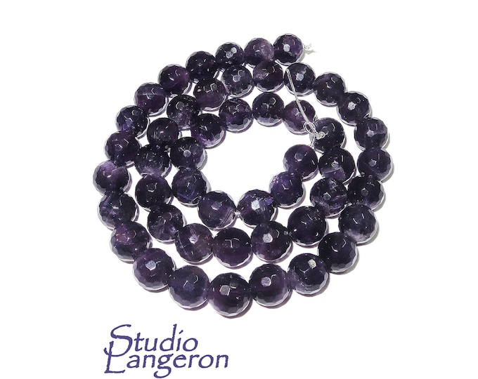 SALE!  Natural Amethyst Gemstone Round Beads 8mm 1 strand 38cm (15 inch) long, Natural Amethyst, Jewelry making - 1 strand