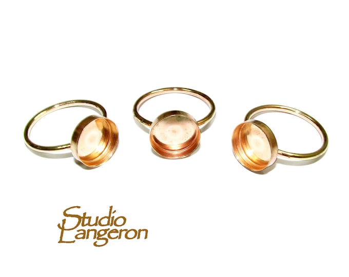 14K Yellow gold filled blank ring with bezel cup 10 mm size 4, 5, 6, 7, 8, Base ring, Gold filled ring, bezel cup, Setting - 1 piece