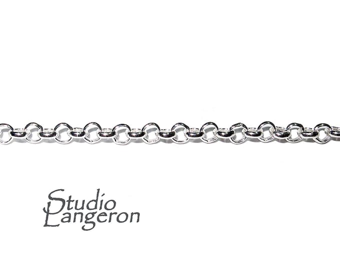 3.0 mm Sterling Silver Rolo Cable Chain, silver shiny chain, 925 silver chain, sterling silver chain, Rolo Chain, 925 silver - 1 Ft (30 cm)