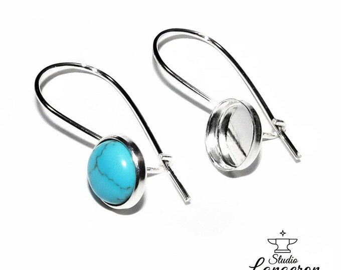 10 mm 925 sterling silver blank earrings, base earrings, bezel cup, Jewelry making, silver earrings, setting - 1 pair (2 piece)