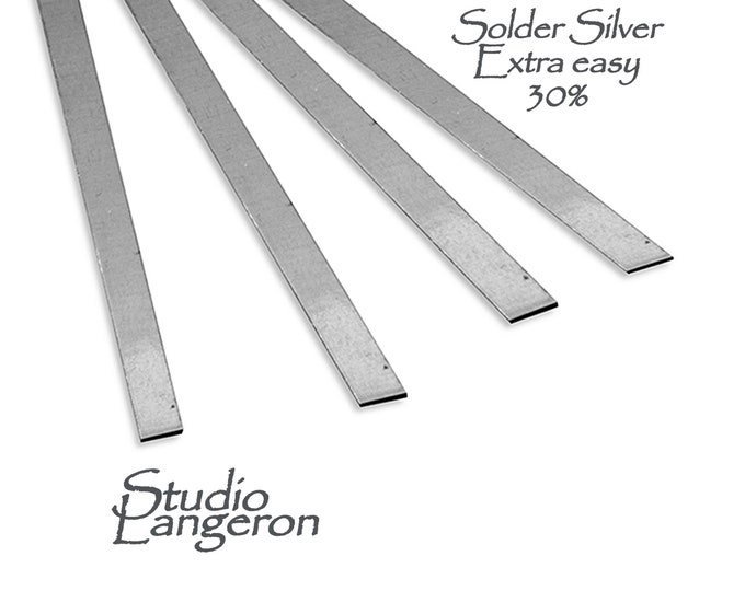 Extra Easy solder silver strip 0.45mmx3.0mmx400mm, Melting Point 600, easy solder silver, solder, silver 30%, Jewelry making - 1 piece