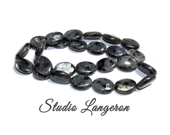 SALE!  Natural Larvikite Labradorite Gemstone oval Beads 12x16 mm, Natural Larvikite, Jewelry making - 1 strand 40 cm (16 inch)