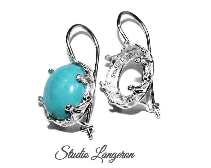 925 sterling silver blank earrings with bezel cup size 8 - 18mm, model 1231, Jewelry making, Setting, base earrings - 1 pair (2 pieсes)