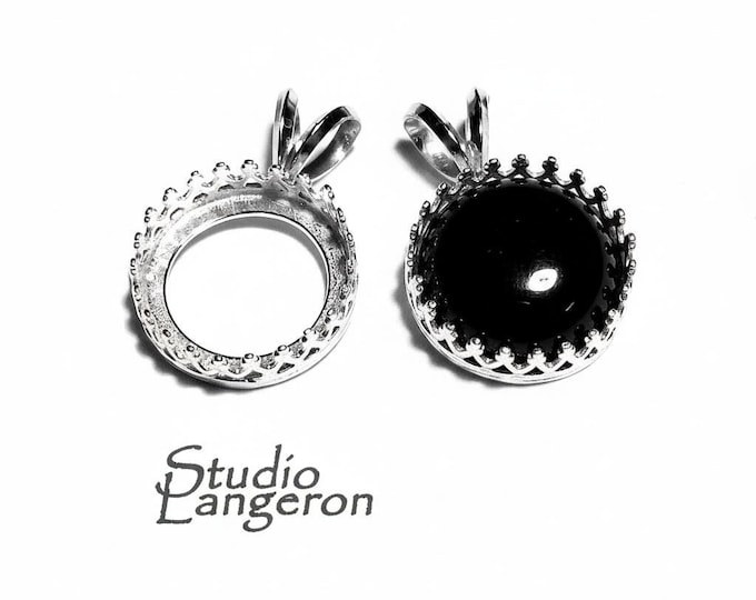 12 mm size 925 Sterling Silver blank pendant, Bezel cup, Jewelry making, Setting, Round bezel cup, Base pendant, Silver pendant - 1 piece
