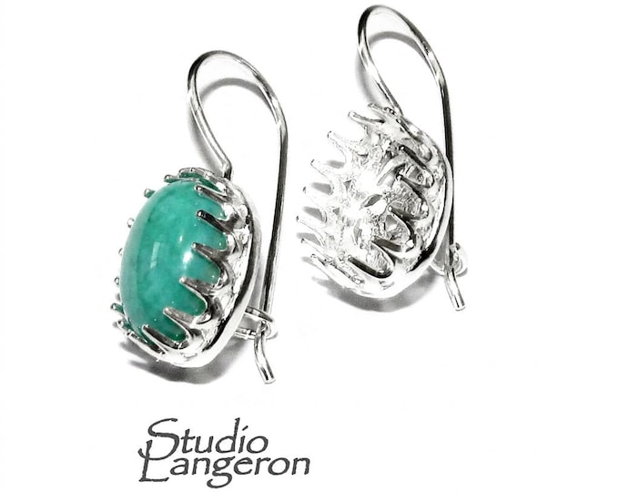 925 sterling silver blank earrings with oval bezel cup size 8x10-13x18mm, model 2277, Jewelry making, Setting, bezel cup - 1 pair (2 pieces)