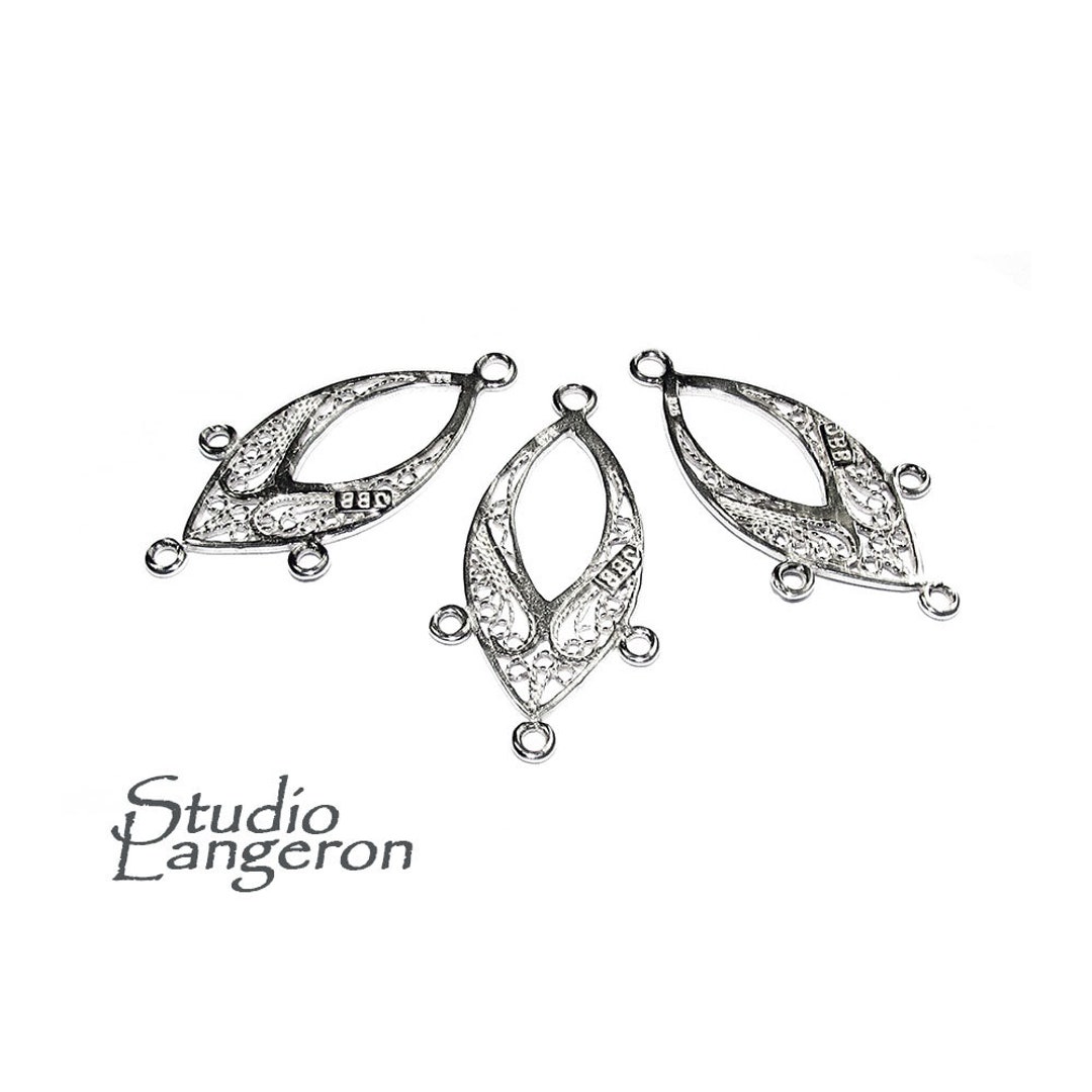 925 Sterling Silver Connector 3.4x1.7 Cm, Silver Connector 7270, Link