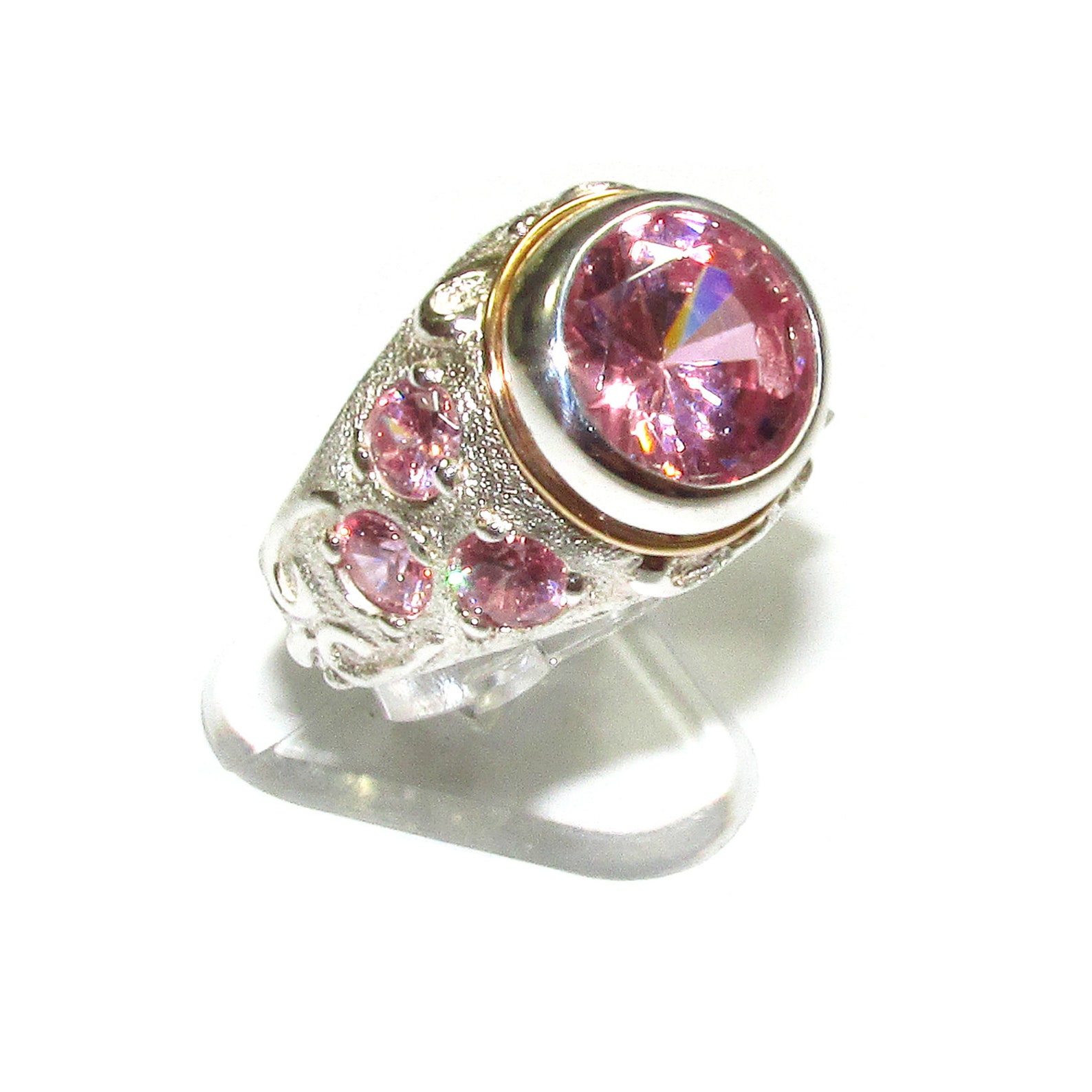 Statement Rose Topaz Ring 925 Sterling Silver Size 8 Handmade Etsy