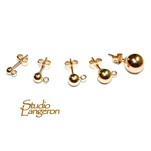 14K guldfyllda örhängen med kulformad ring, storlek 2, 3, 4, 5, 6, 8 mm, smyckestillverkning, örhängen med kulformad ring, guldfyllda - 1 par (2 stycken)