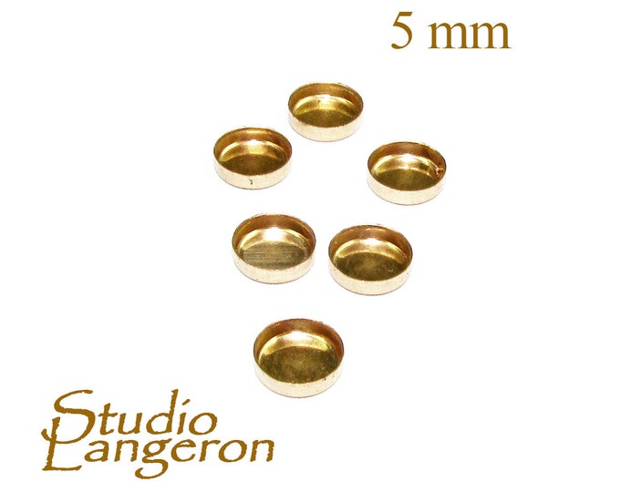 4 pcs size 5.0 mm 14K solid gold Bezel Cups Round shapes, Bezel cup, Gold bezel cup, Round bezel cups, 14K solid gold, Jewelry making