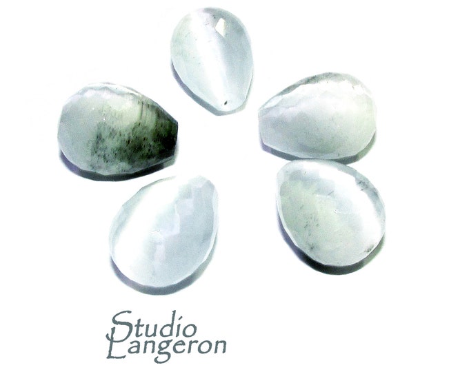 Natural Cat's eye Teardrop faceted Beads size 10x13 mm, Cat's eye quartz Gemstone, Jewelry making, Natural Gemstone Teardrop beads - 1 piece