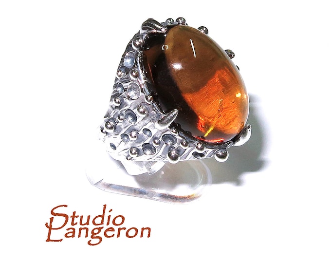 Gold chalcedony ring 925 sterling silver size 8 1/2, Handmade ring, single copy, 925 sterling silver, Gold chalcedony, silver ring, gemstone