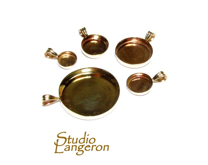 14K Yellow gold filled blank pendants size 6.0 - 24.0mm, Round Bezel cup, 14/20 Gold Filled, Setting, Gold Filled pendants - 1 piece