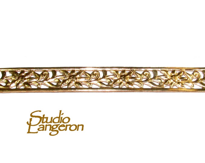 14K Yellow Gold filled Gallery wire, Bezel wire, Gallery ribbon, Gallery pattern, Jewelry making, Gold Filled Setting - 4 inch (10 cm)