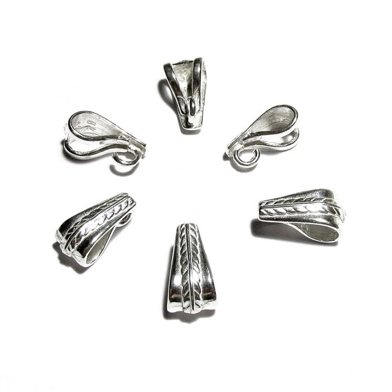 925 Solid Sterling Silver Plain Dangle Bail, Open Ring New, Made in US