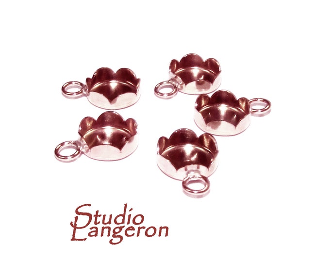 8 mm size 14K Rose gold filled Flower Bezel Cup, Bezel cup, Setting, Gold Filled bezel cup, Jewelry making, Mounting - 1 piece