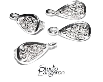 925 Sterling silver decorative Pendant Bails with open loop, Silver Bail, Bail finding, bail for pendant, Jewelry making - 1 piece