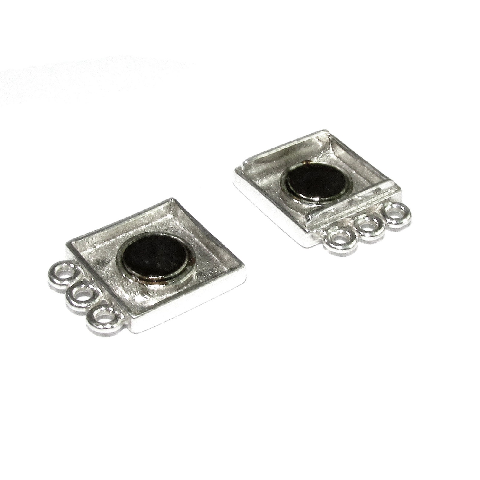925 Sterling Silver Magnetic Square Button Clasps With Three Loops ...