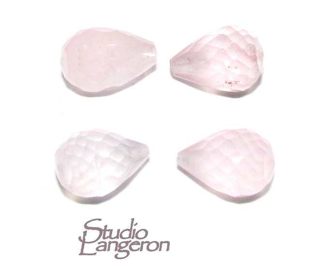 Natural Rose quartz Teardrop faceted Small Beads size 6x9 mm, Rose quartz Gemstone, Matched Half Drilled Beads, Jewelry making - 1 piece