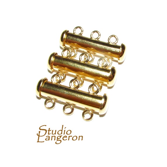 14K Yellow Gold Filled Tube Bar Clasp 3hole Size 4.3x20 Mm Etsy